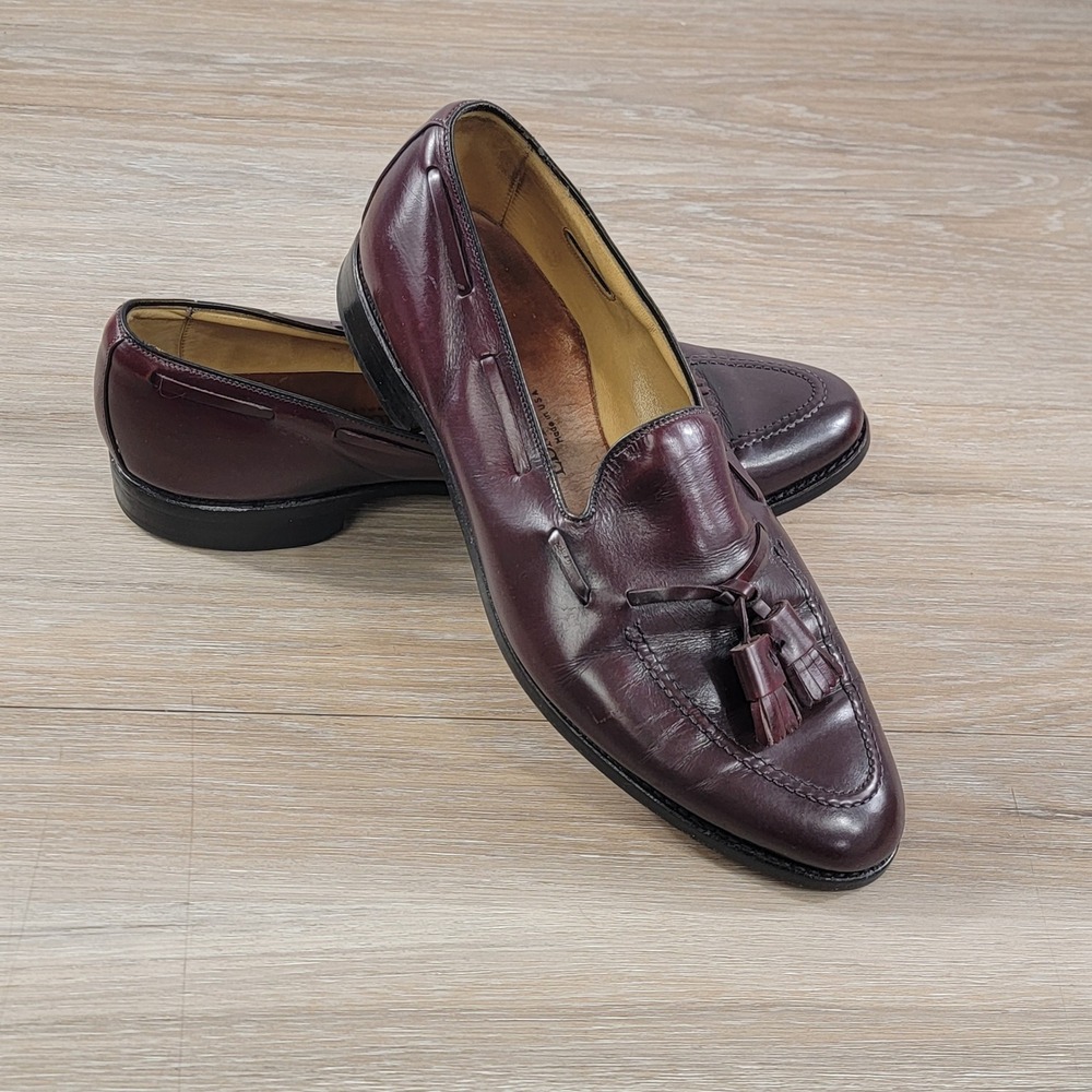 Allen Edmonds Grayson Tassel Loafers Mens 10.5 D Burgundy Merlot Leather USA